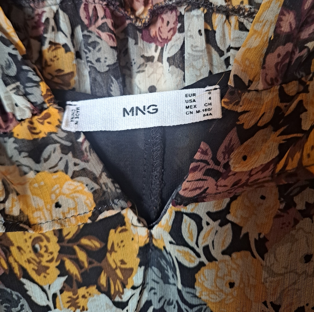 Mango Brown and Yellow Ruffled Tiered Sundress - Picture 13 of 16